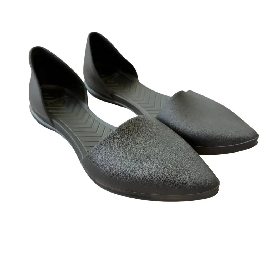 Native Audrey Black Pointed‑Toe Flats Slip‑On Women’s Size 8